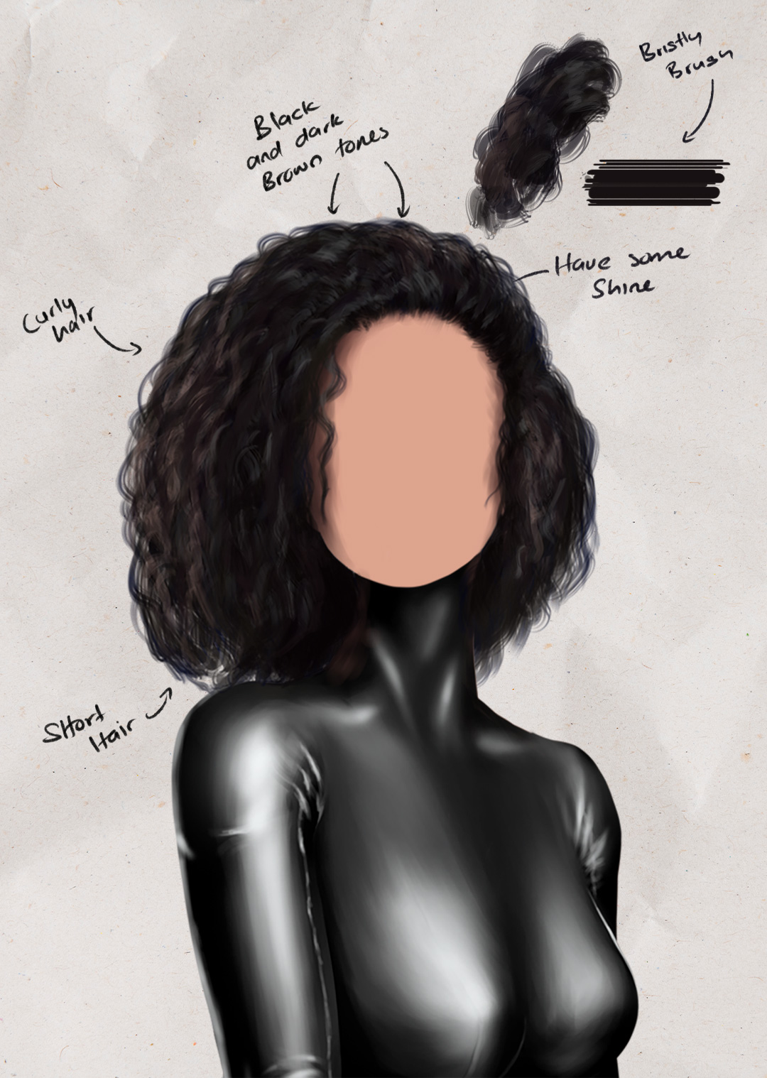 Futuristic costume design featuring shiny latex and metallic fabrics inspired by Raven's assassin style.